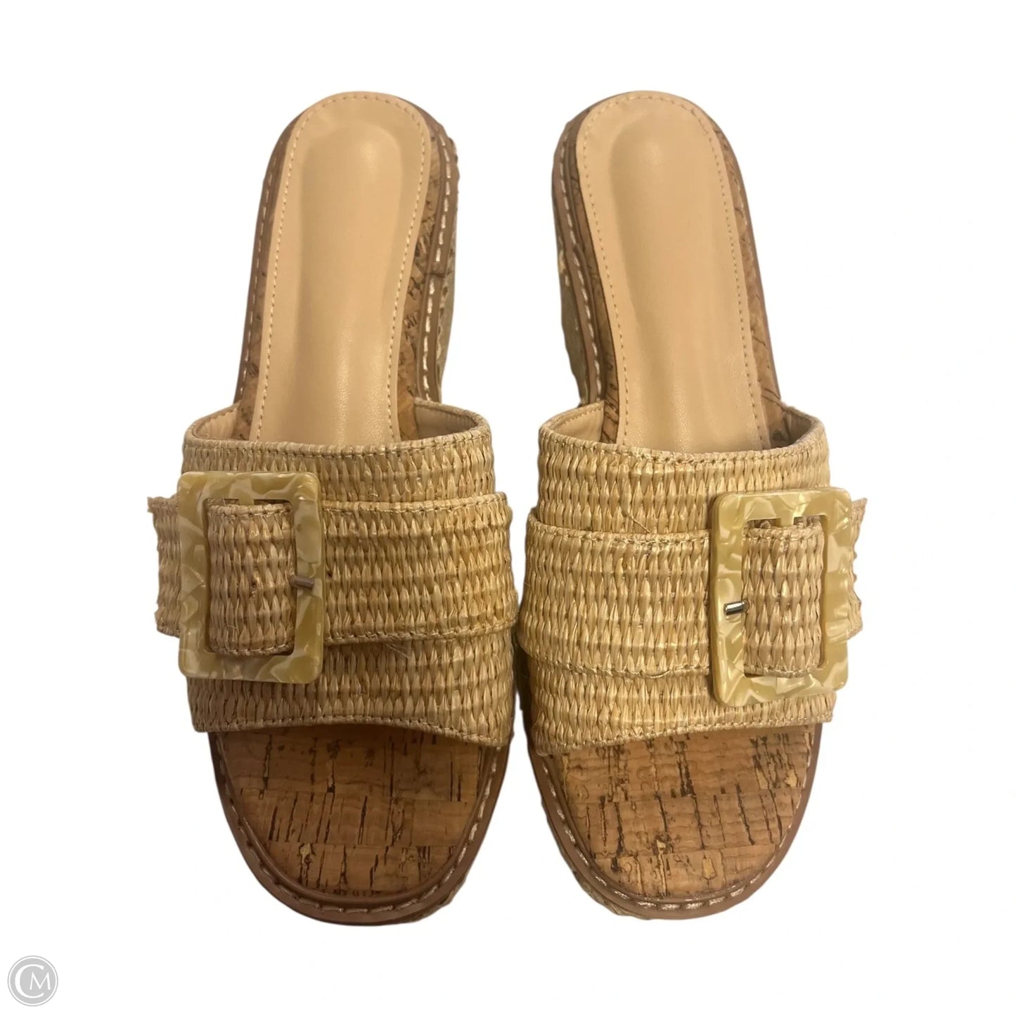 Sandals Heels Platform By Clothes Mentor In Tan, Size: 7