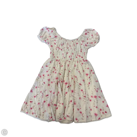 Dress Casual Short By Sim & Sam In Cream & Pink, Size: M
