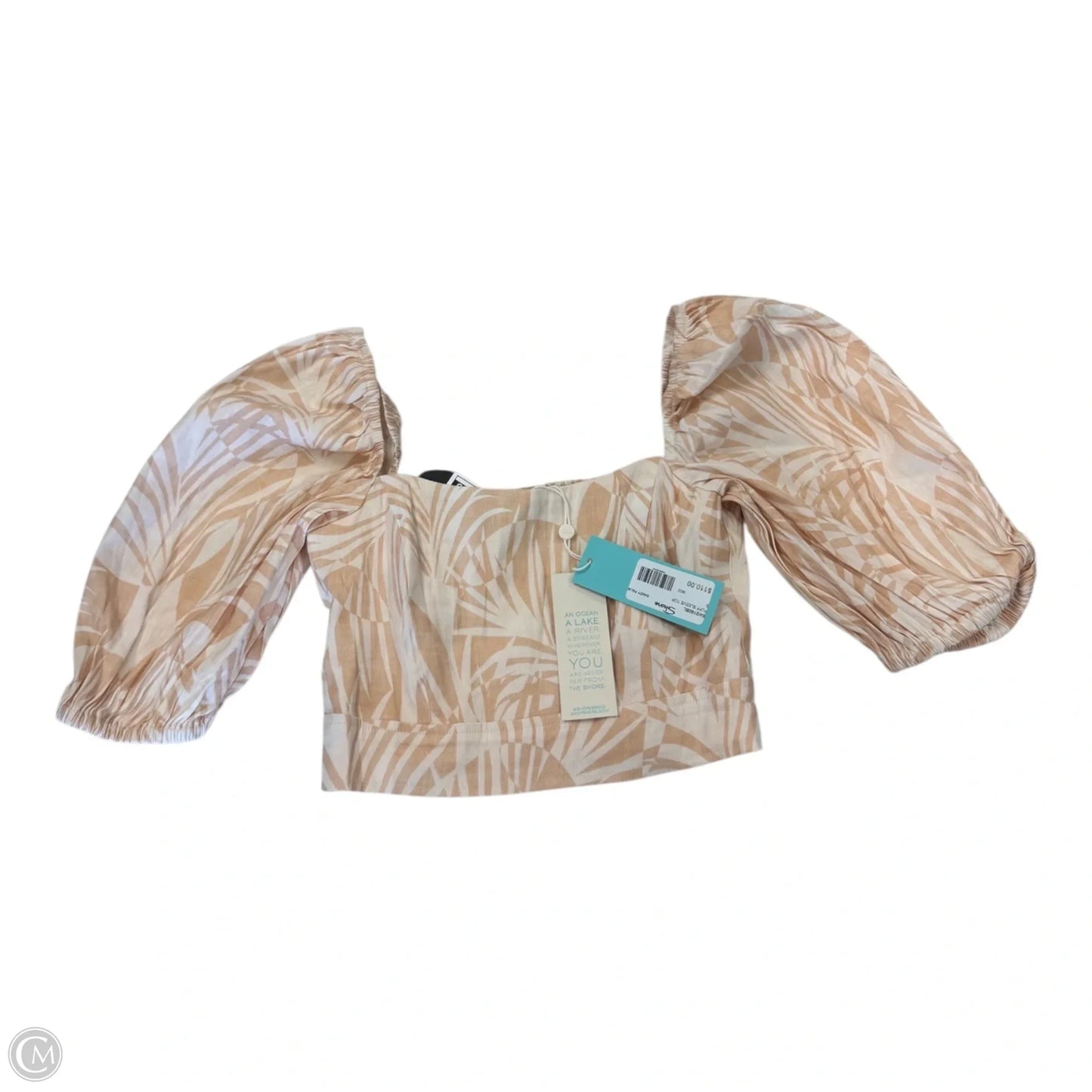 Top Short Sleeve By Shore In Cream & Tan, Size: S