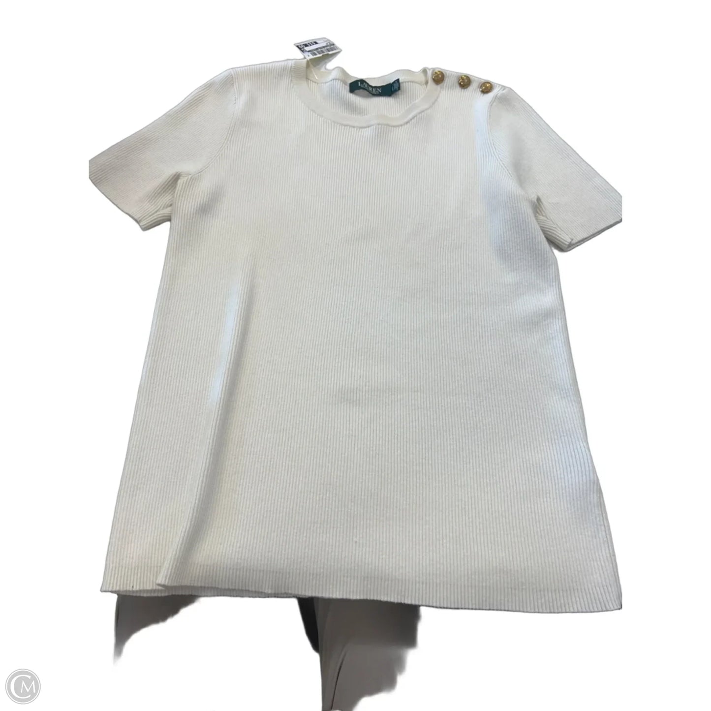 Top Short Sleeve By Lauren By Ralph Lauren In Cream, Size: L
