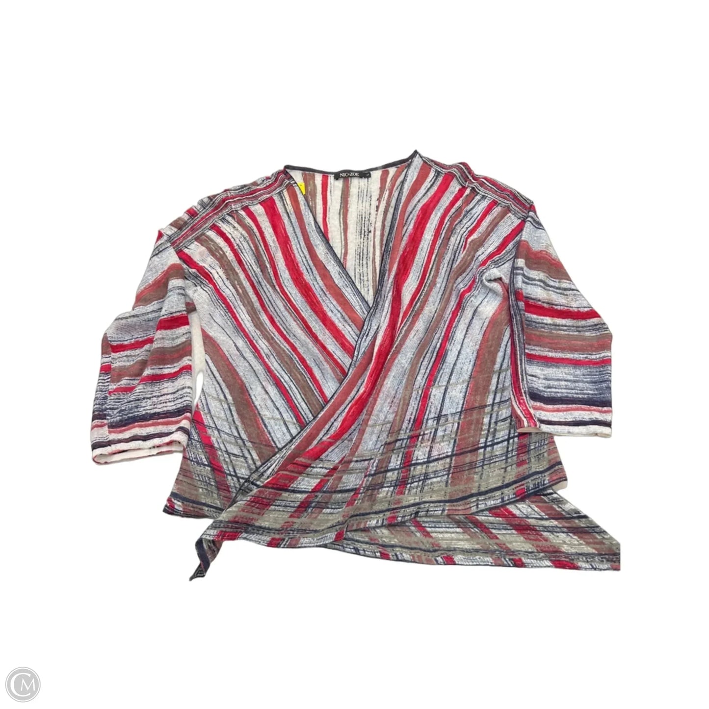 Cardigan By Nic + Zoe In Blue & Red & White, Size: L
