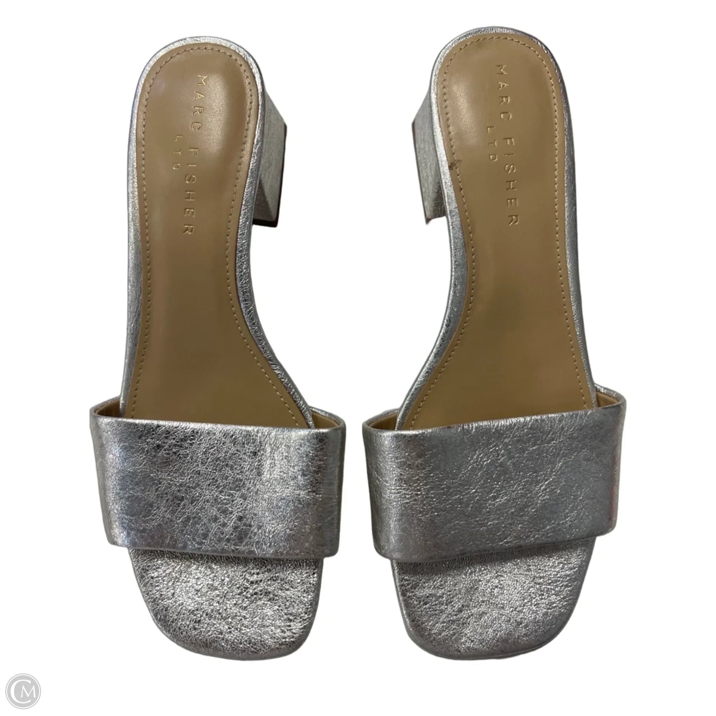 Sandals Heels Block By Marc Fisher In Silver, Size: 9.5