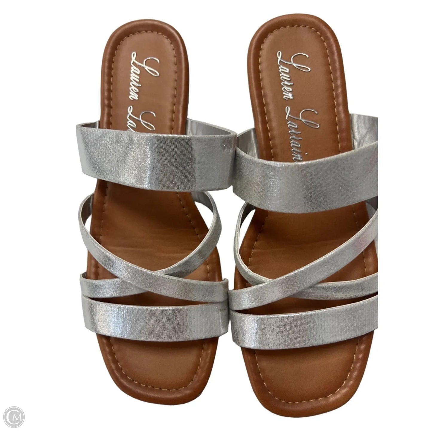 Sandals Flats By Clothes Mentor In Silver, Size: 7
