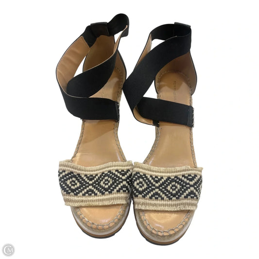 Sandals Heels Wedge By Tommy Hilfiger In Black & Brown, Size: 9