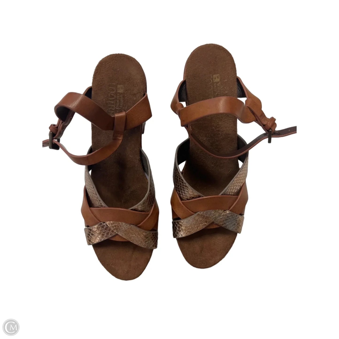 Sandals Heels Block By Clothes Mentor In Brown, Size: 8