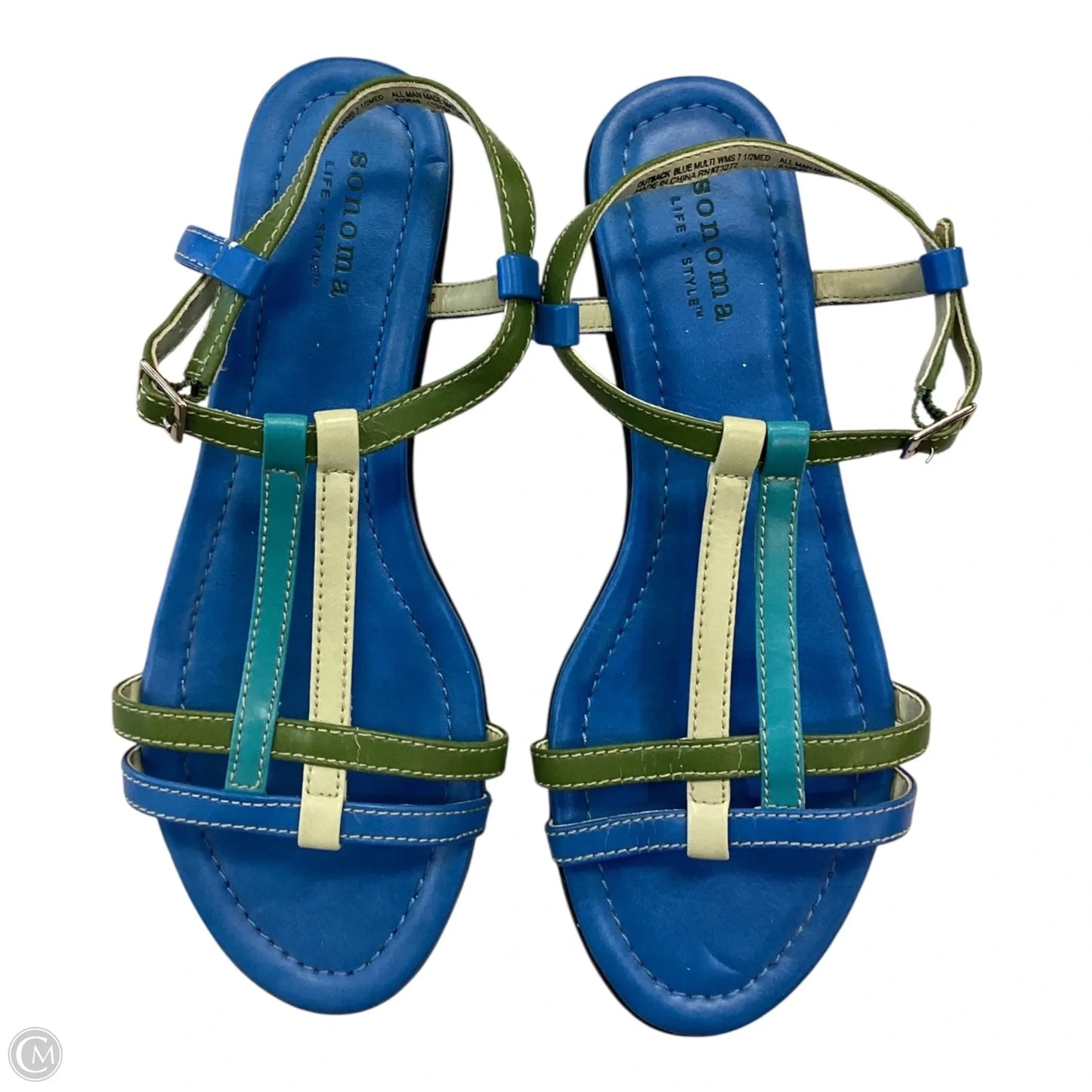 Sandals Flats By Sonoma In Blue & Green, Size: 7.5