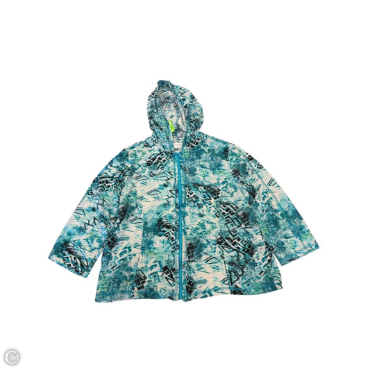 Sweatshirt Hoodie By Chicos Private Collection In Blue & Green, Size: M