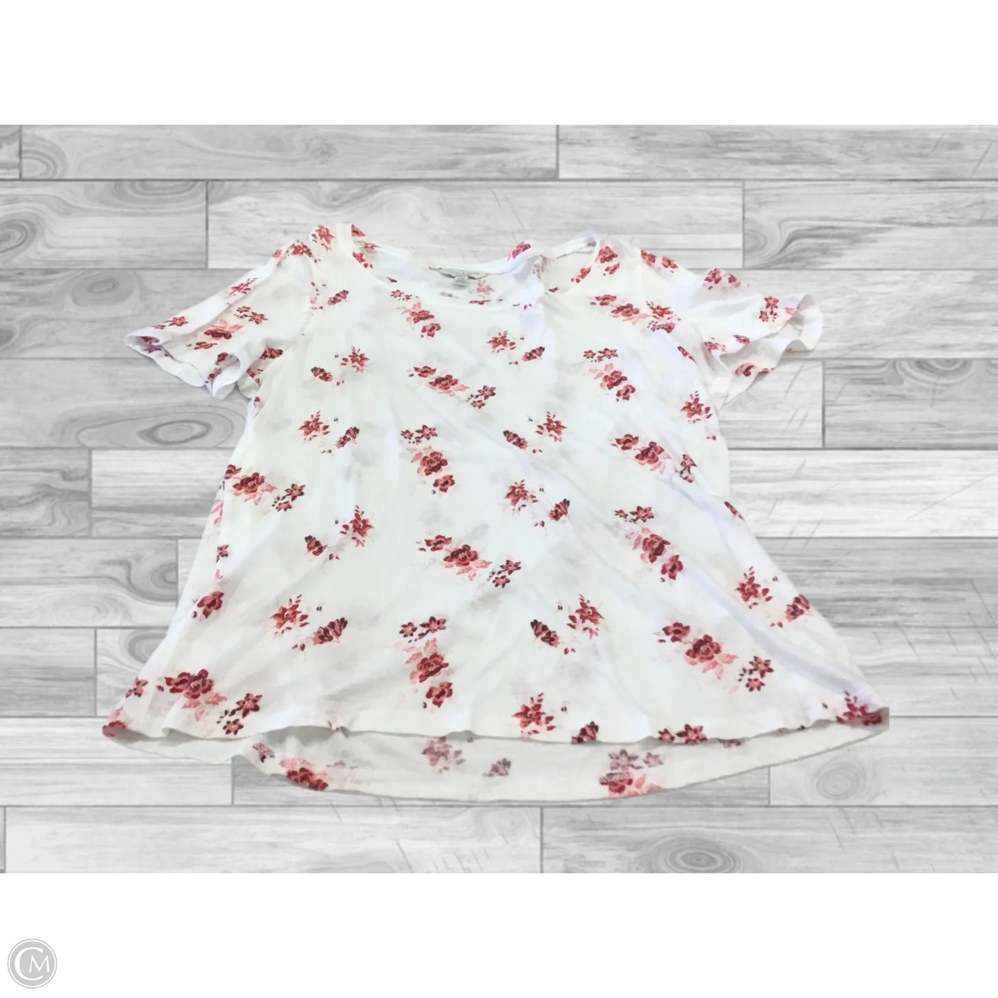 Top Short Sleeve By Lucky Brand In Floral Print, Size: M