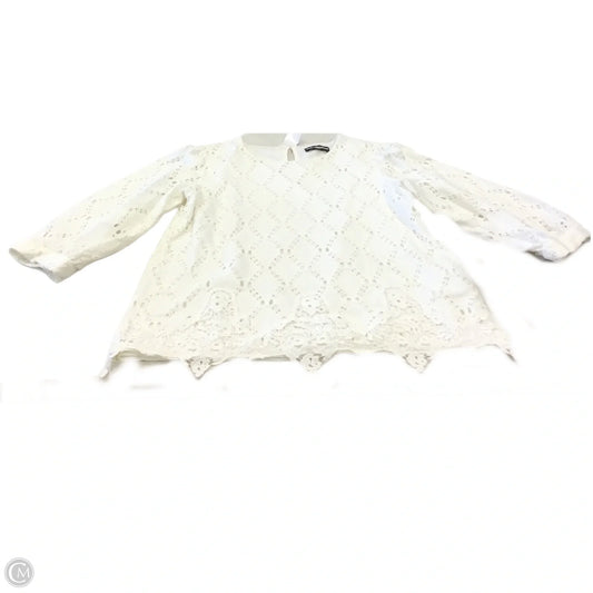 Top 3/4 Sleeve Designer By Karl Lagerfeld In White, Size: M