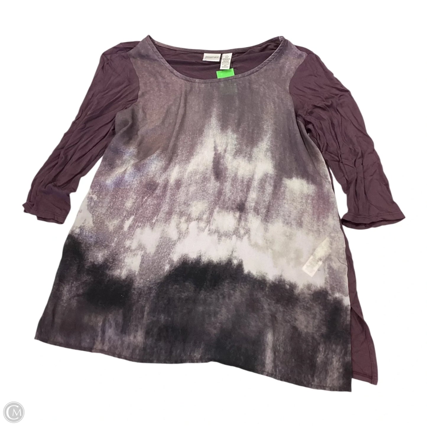 Top 3/4 Sleeve By Chicos In Cream & Purple, Size: S