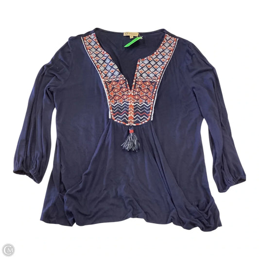 Top 2pc Long Sleeve By Democracy In Blue & Orange, Size: M