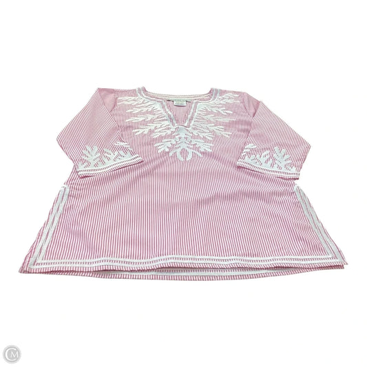 Top 3/4 Sleeve By Gretchen Scott In Pink & White, Size: S
