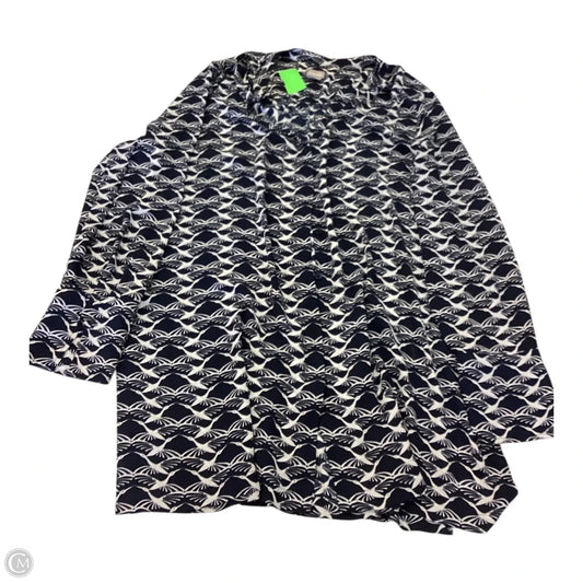 Top Long Sleeve By Chicos In Blue & White, Size: L