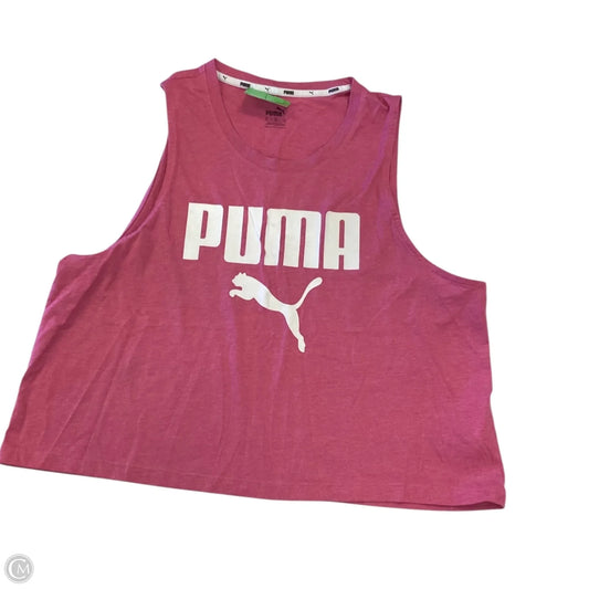 Athletic Tank Top By Puma In Pink & White, Size: Xl