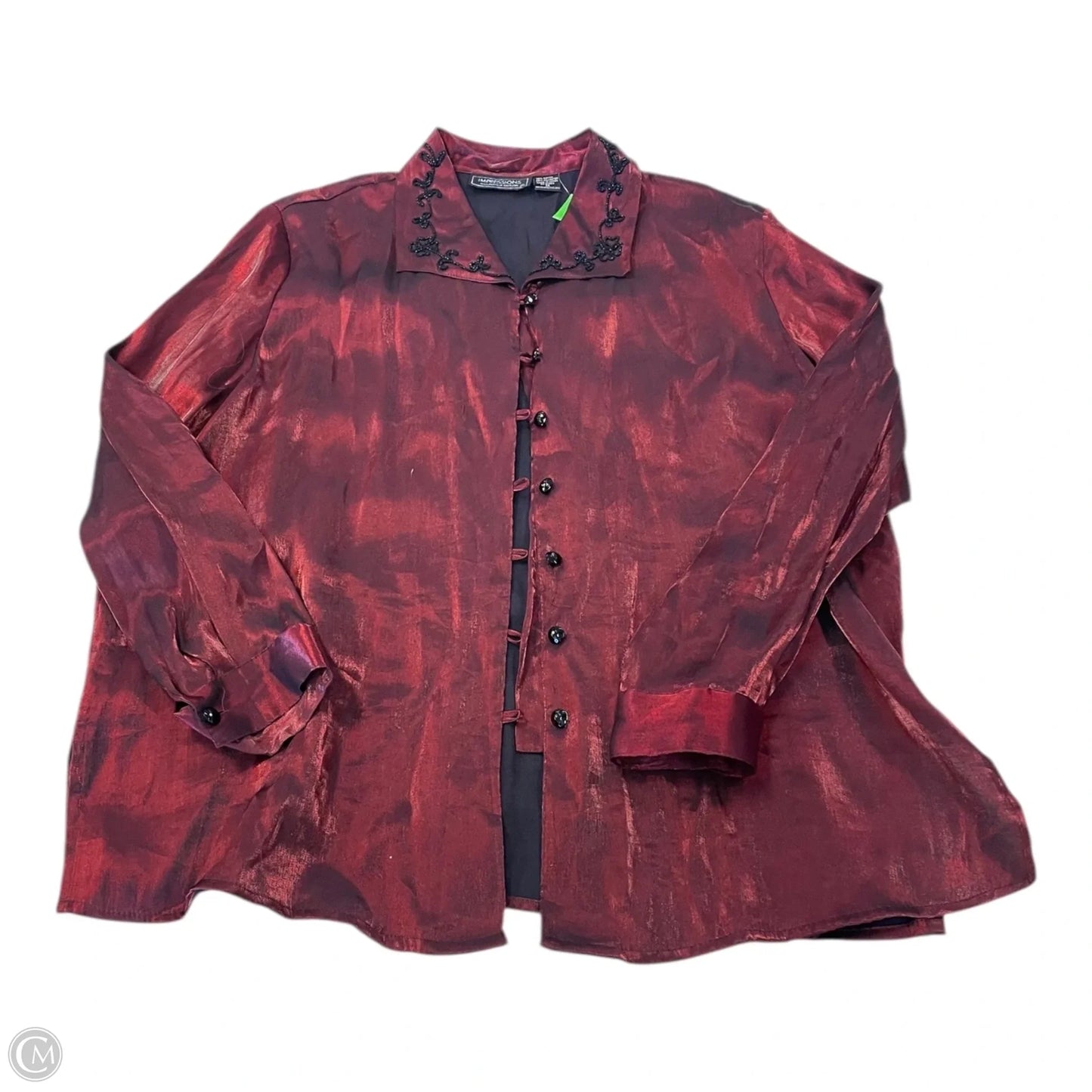 Jacket Shirt By Impressions In Red, Size: 1x