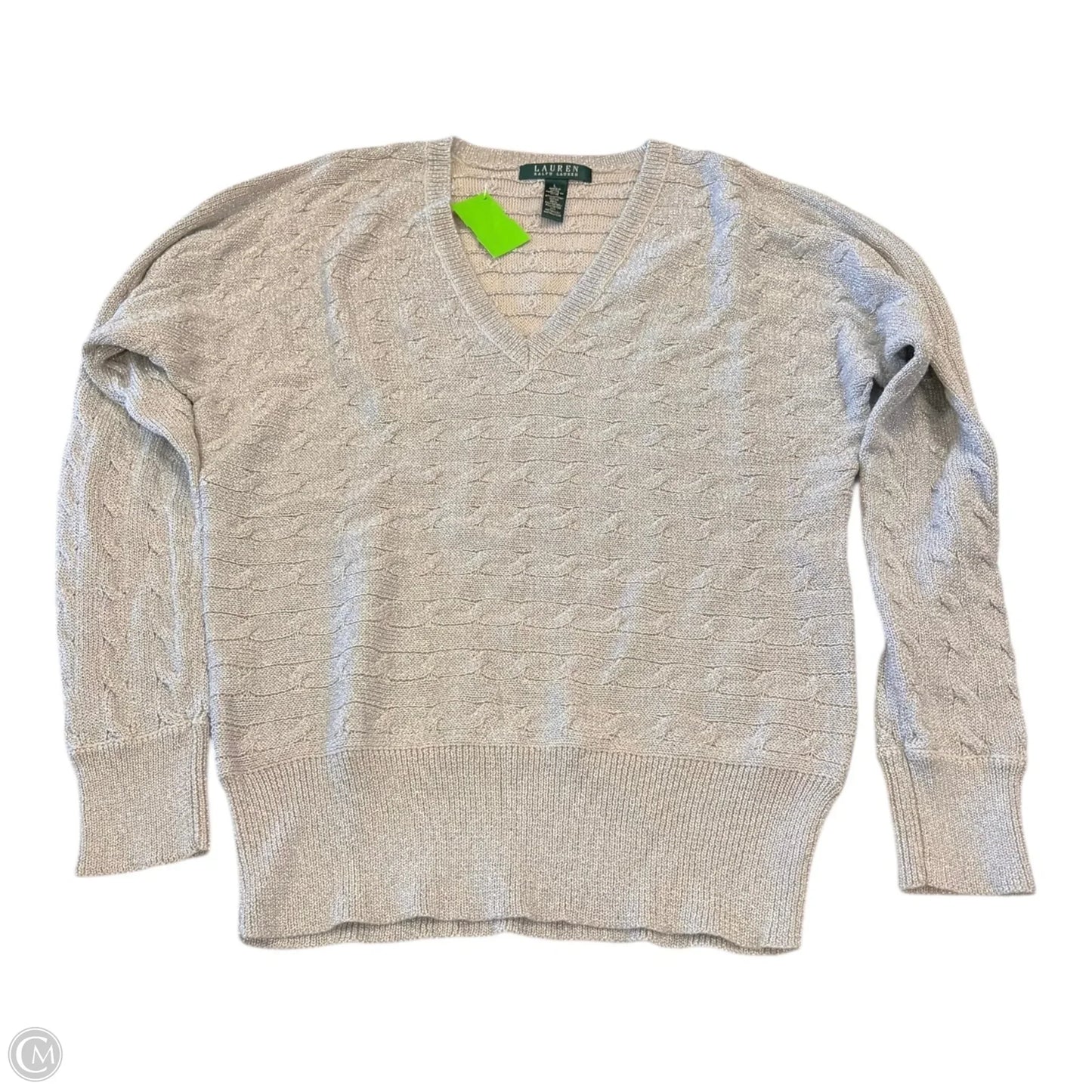 Sweater By Lauren By Ralph Lauren In Silver, Size: L