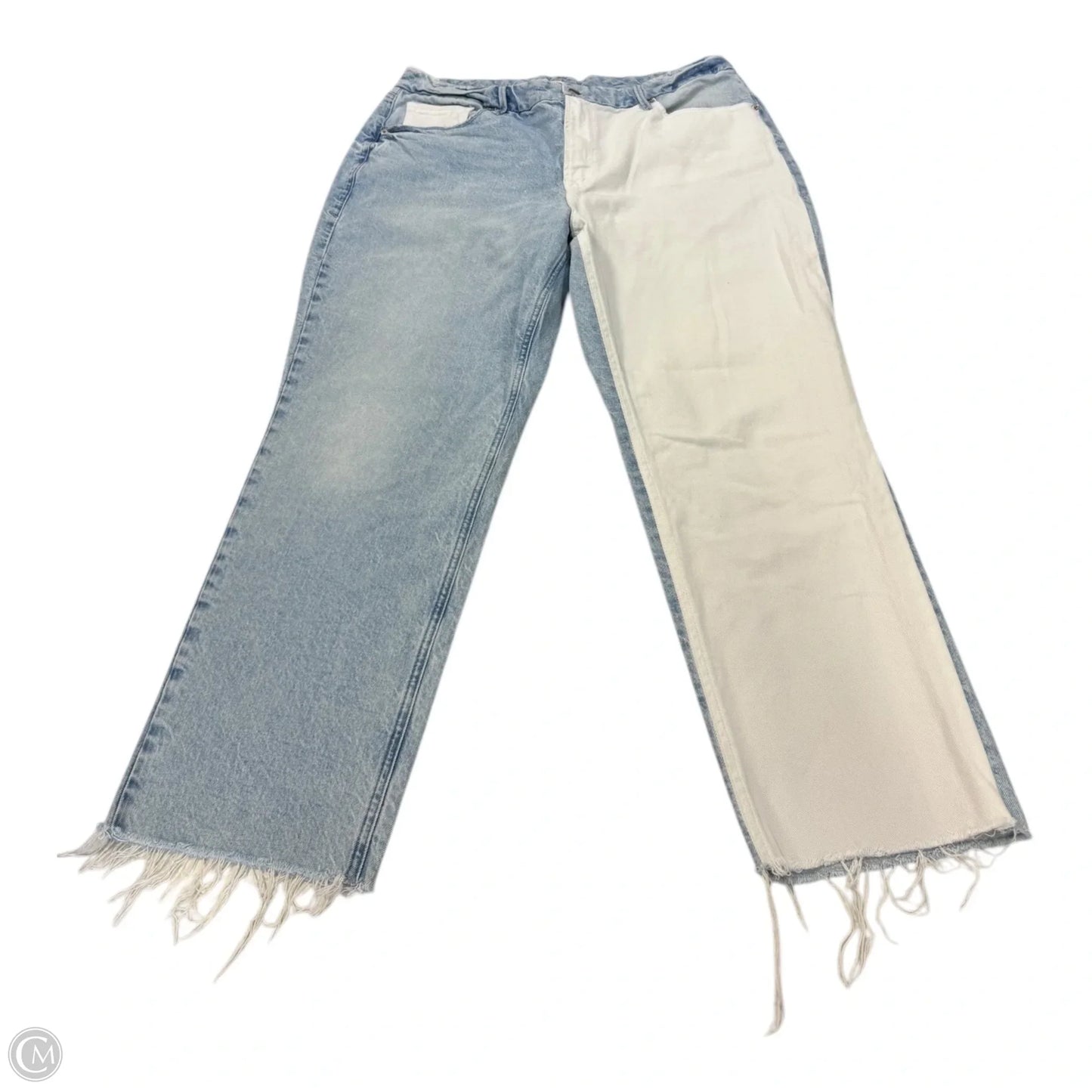 Jeans Straight By Good American In Blue & White, Size: 16
