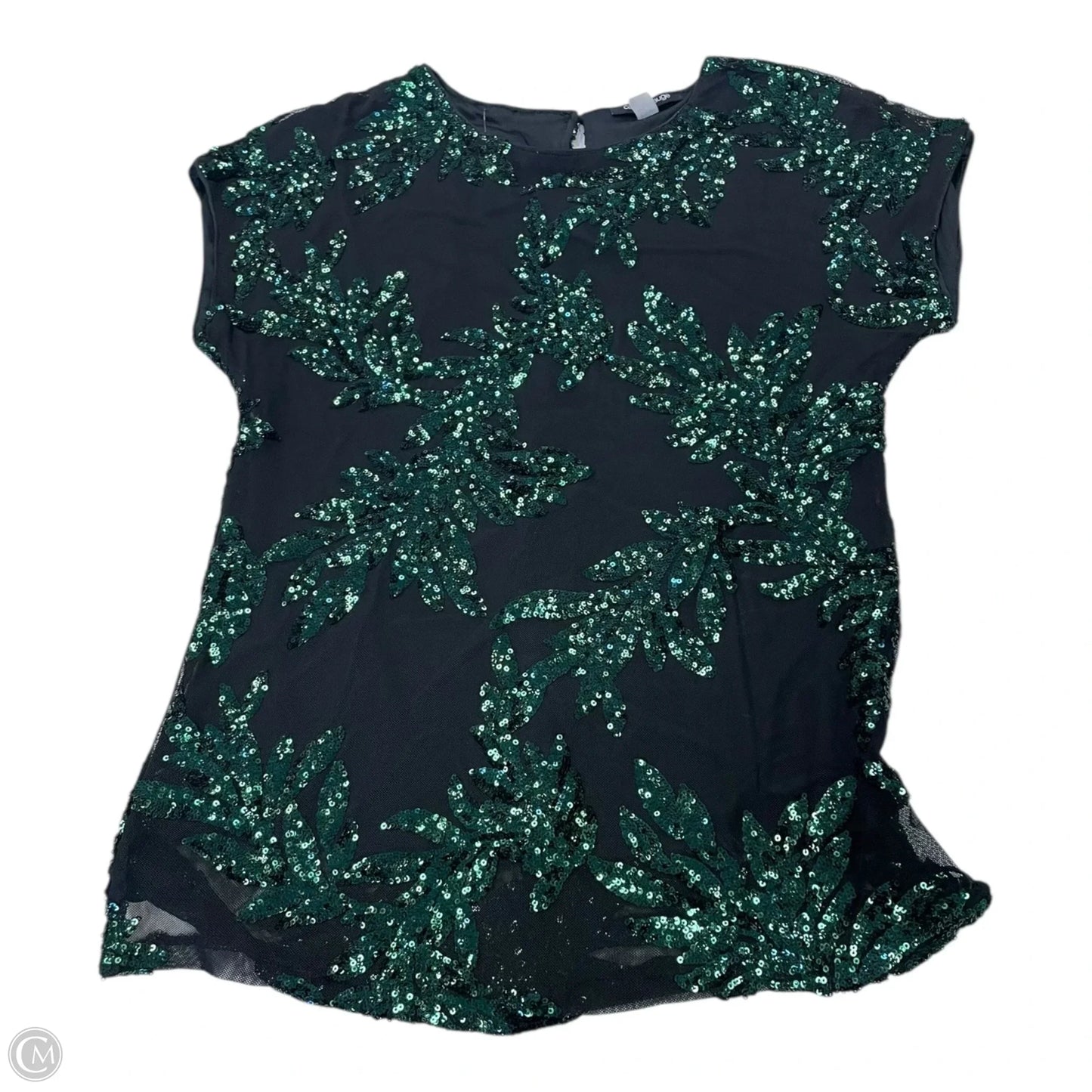 Top Short Sleeve By Cable And Gauge In Black & Green, Size: S