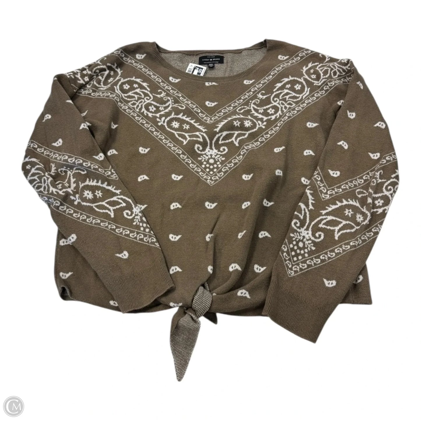 Sweater By Lucky Brand In Brown & White, Size: M