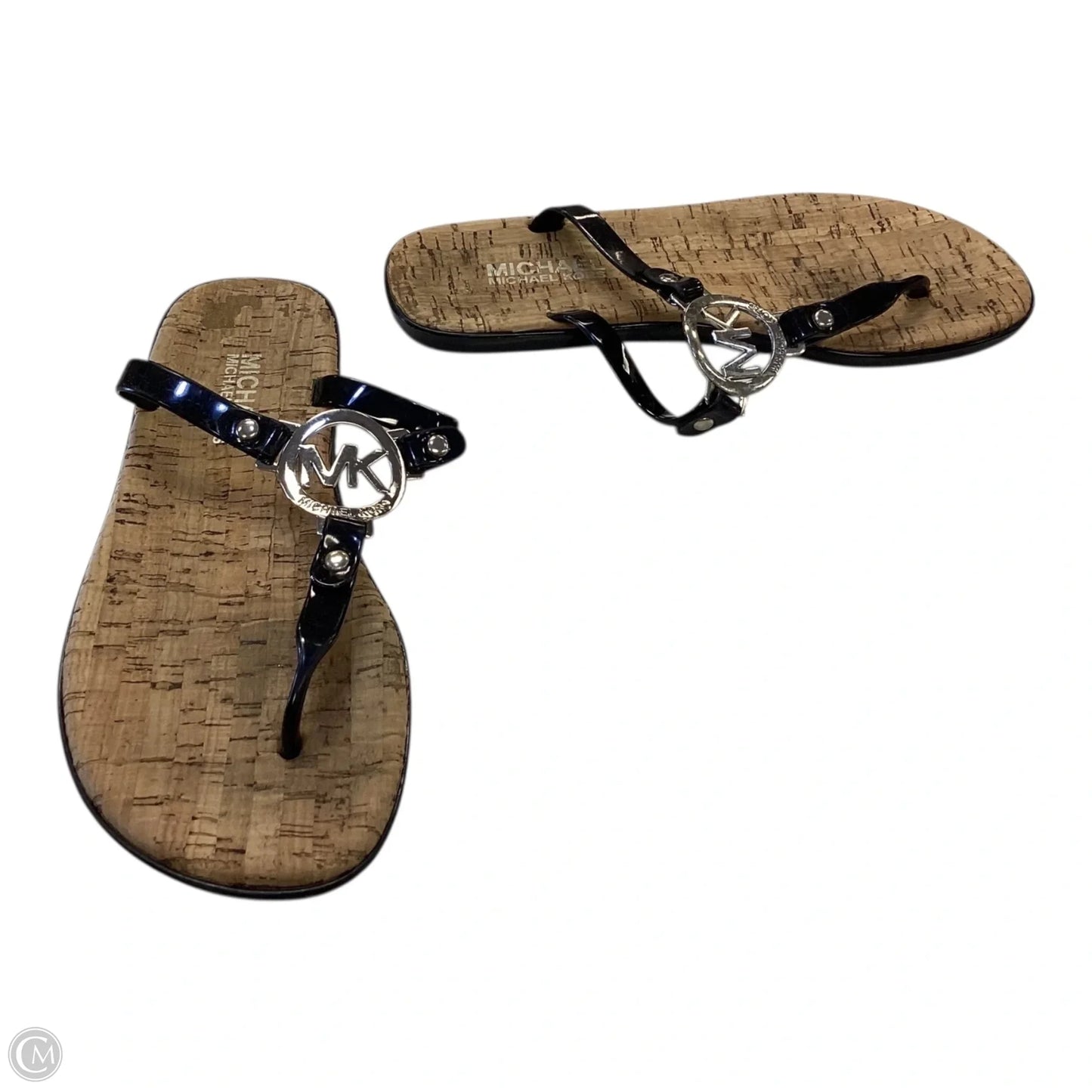 Sandals Flip Flops By Michael By Michael Kors In Black & Silver, Size: 6