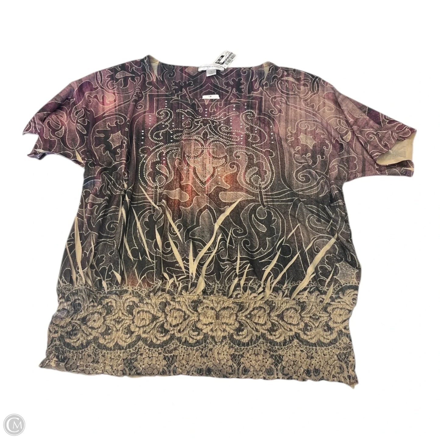 Top Short Sleeve By Christopher And Banks In Brown & Purple, Size: Xl
