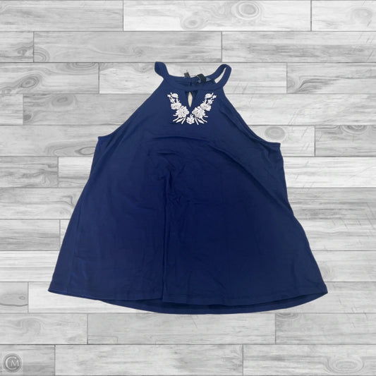 Top Sleeveless By Cable And Gauge In Blue & White, Size: L