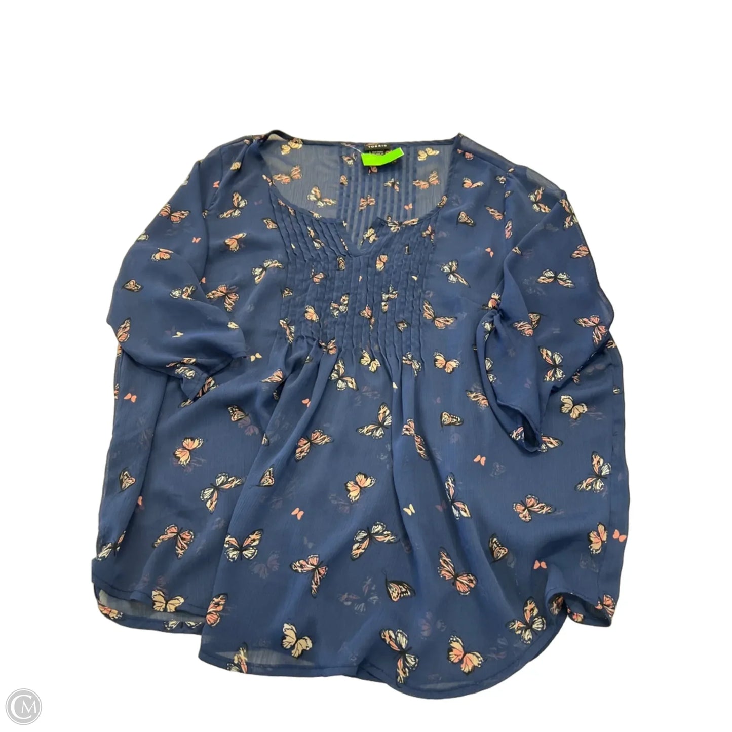 Top 3/4 Sleeve By Torrid In Blue & Pink, Size: L