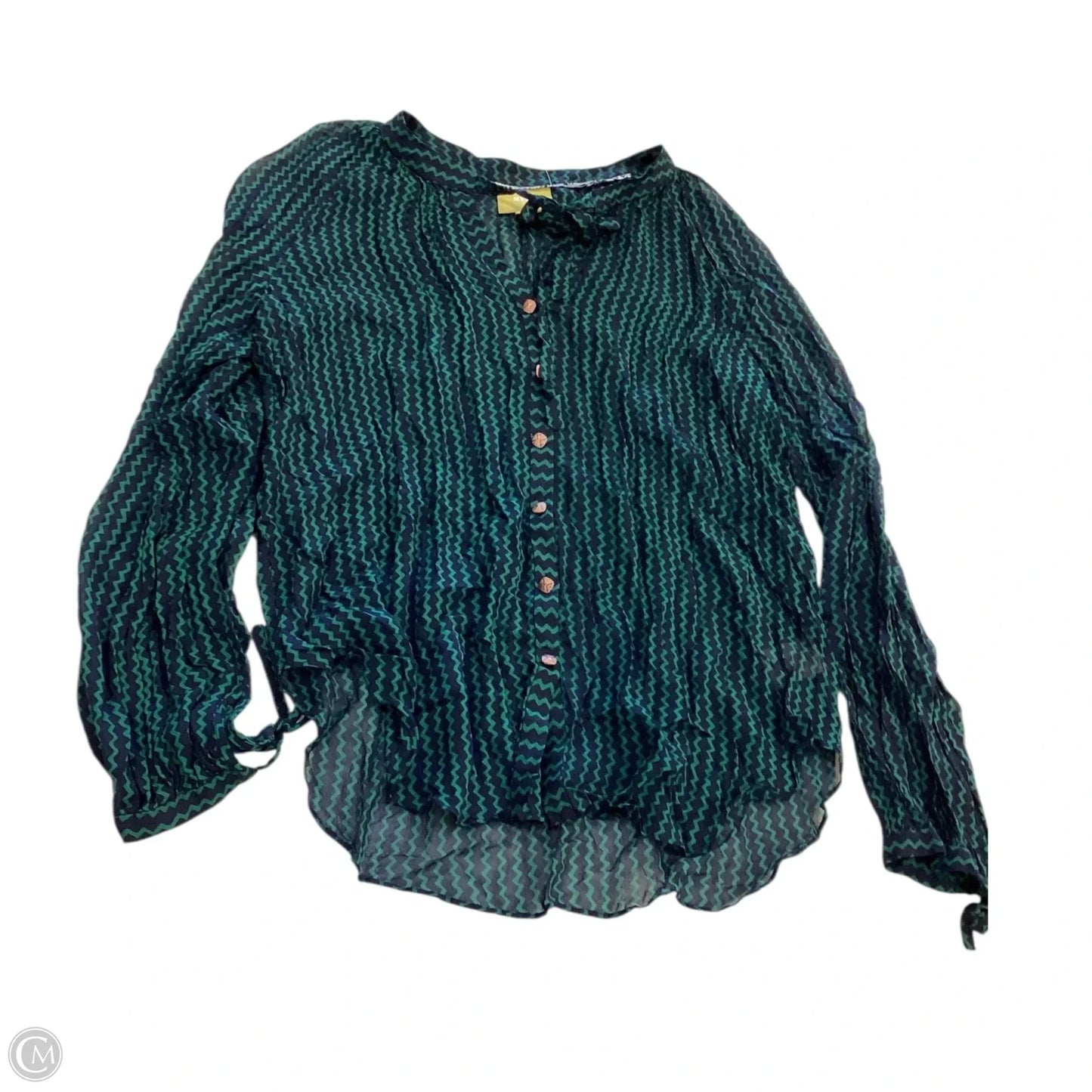 Top Long Sleeve By Maeve In Blue & Green, Size: L