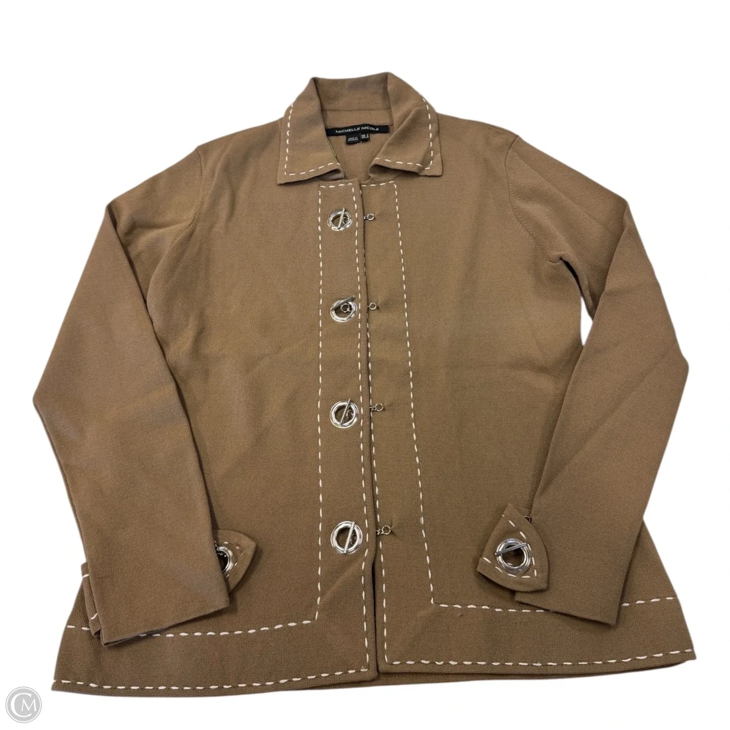 Jacket Shirt By Michelle Nicole In Brown & Cream, Size: S