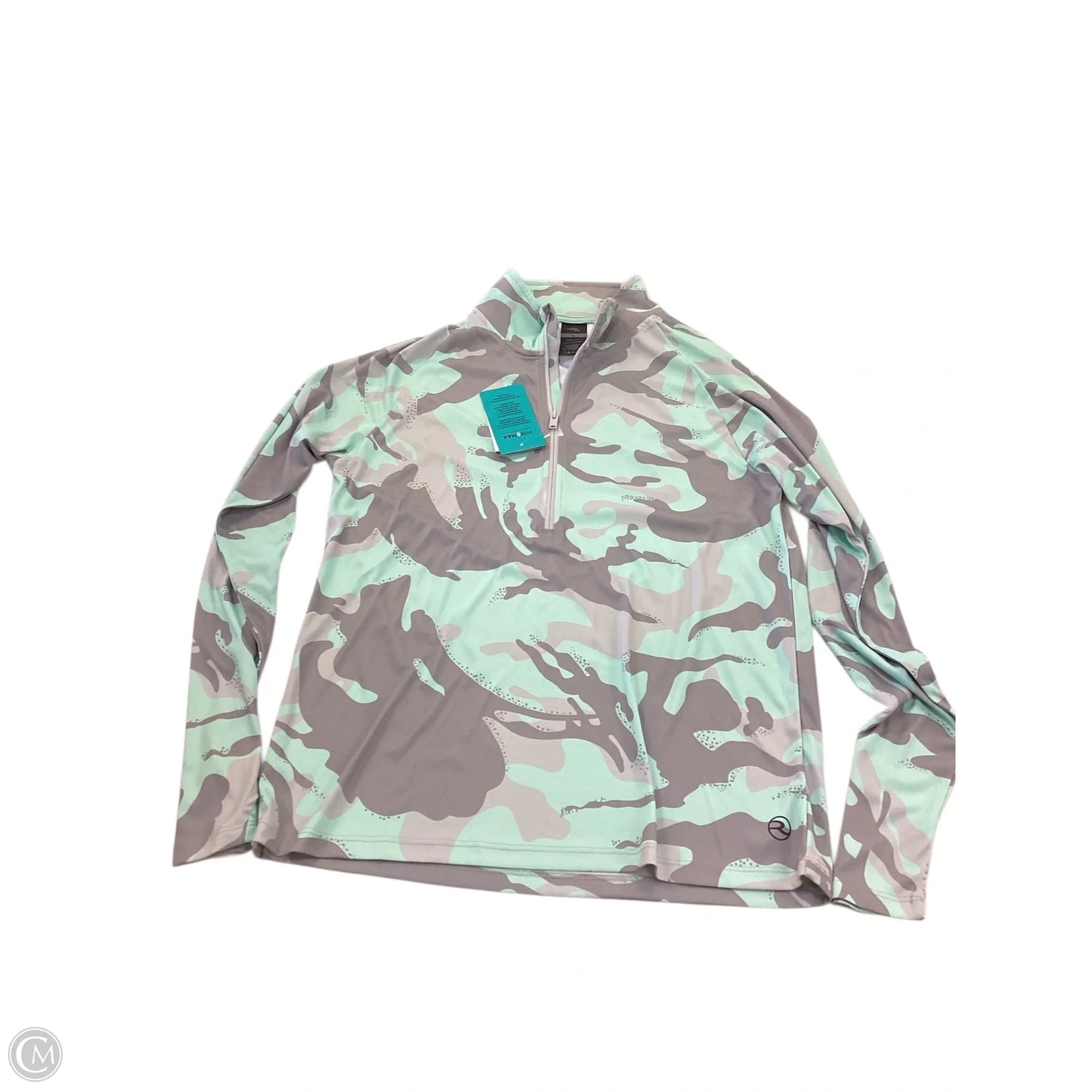 Athletic Top Long Sleeve Collar By Clothes Mentor In Green & Grey, Size: L