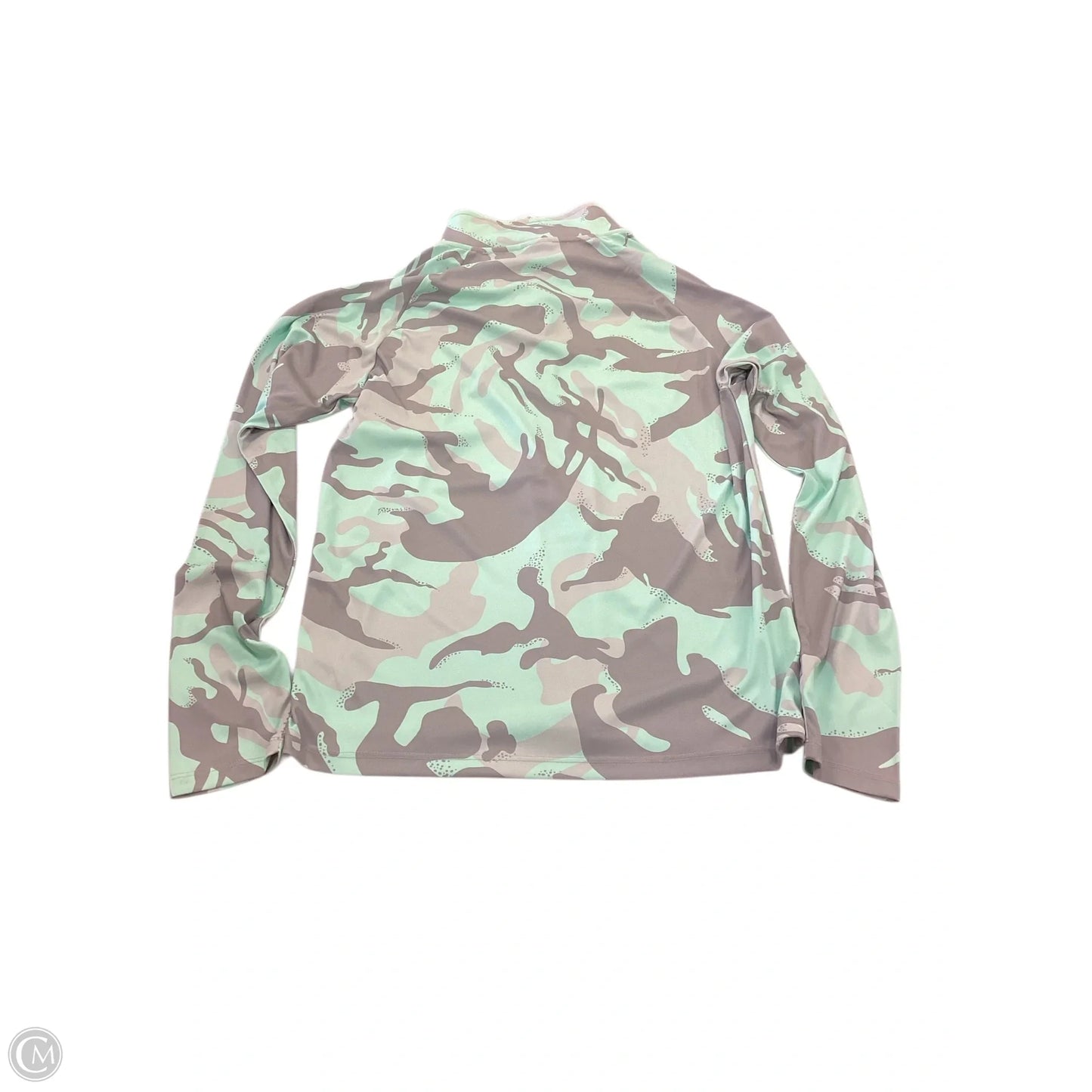 Athletic Top Long Sleeve Collar By Clothes Mentor In Green & Grey, Size: L