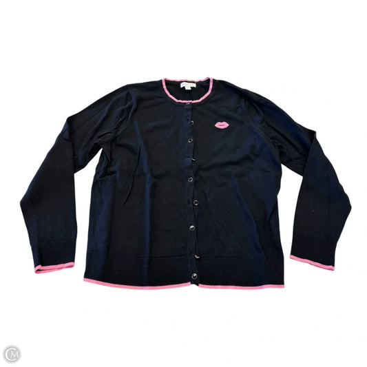 Cardigan By Charter Club In Black & Pink, Size: Xl