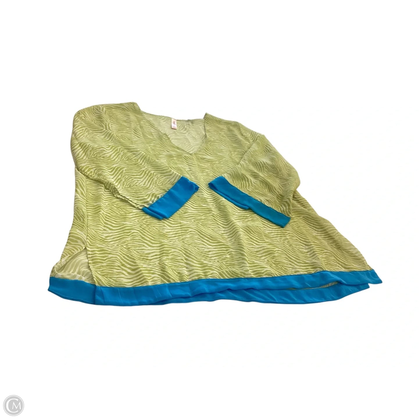 Top 3/4 Sleeve By Sweet Pea In Blue & Green, Size: L