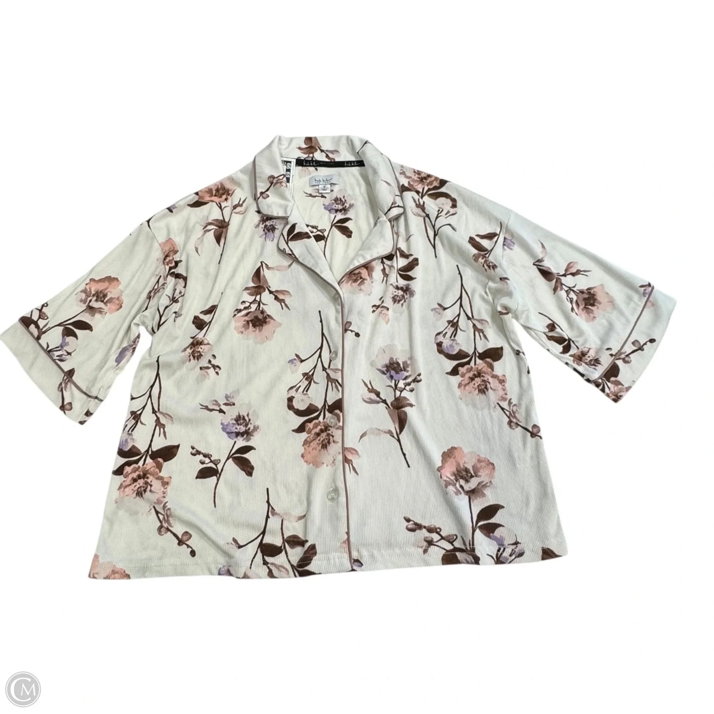Top Short Sleeve By Nicole By Nicole Miller In Floral Print, Size: S