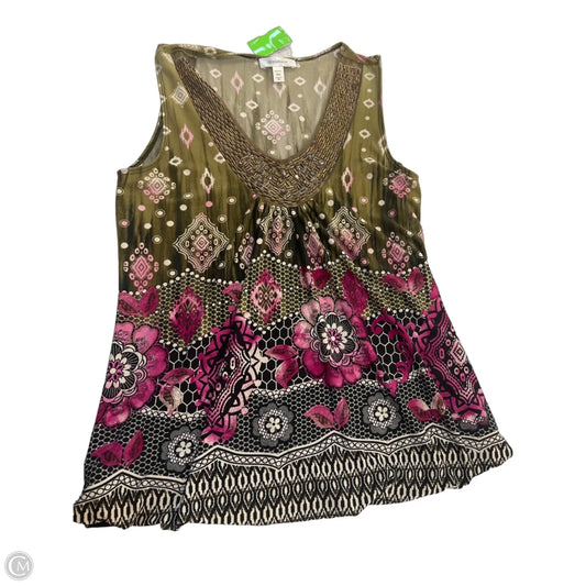 Top Sleeveless By Dressbarn In Green & Purple, Size: Mp