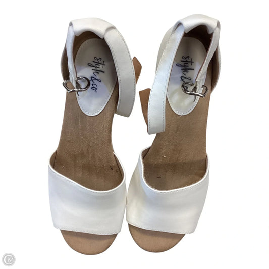 Sandals Heels Wedge By Style And Company In White, Size: 7