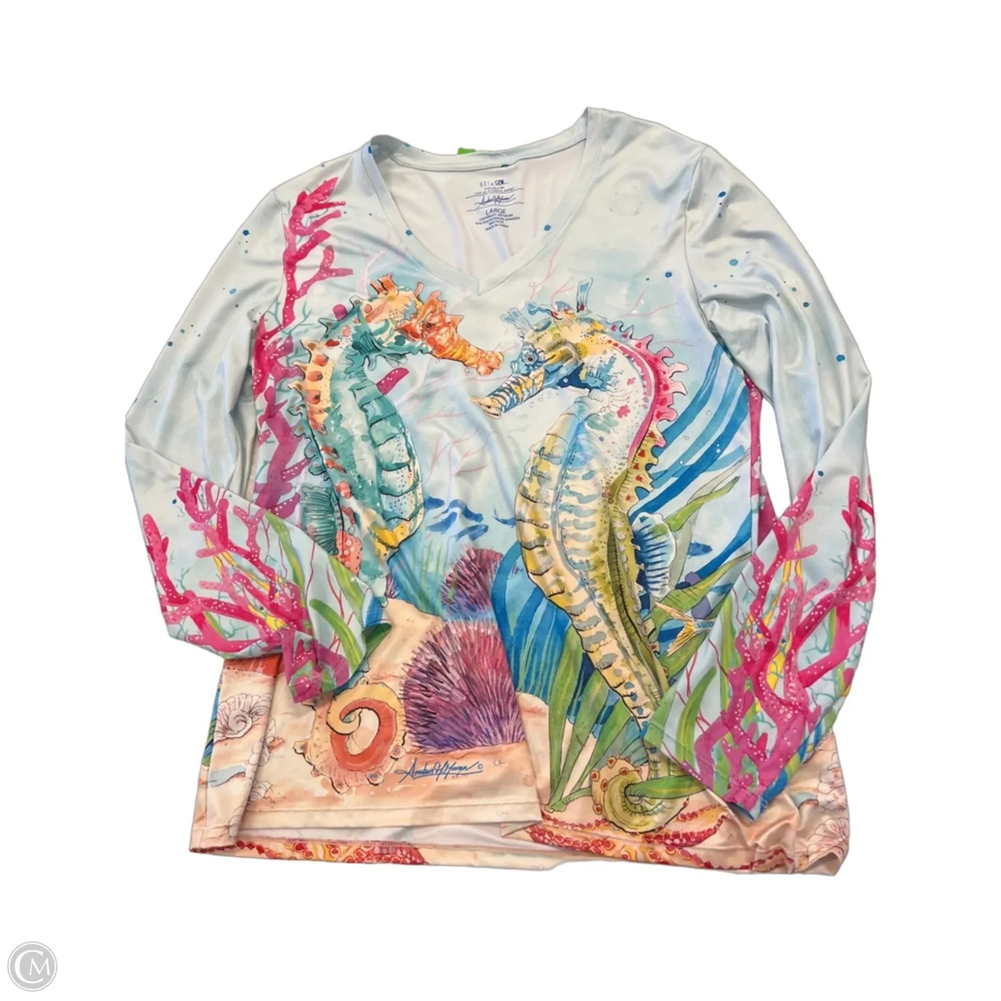 Top Long Sleeve By Art And Soul In Nautical Print, Size: L