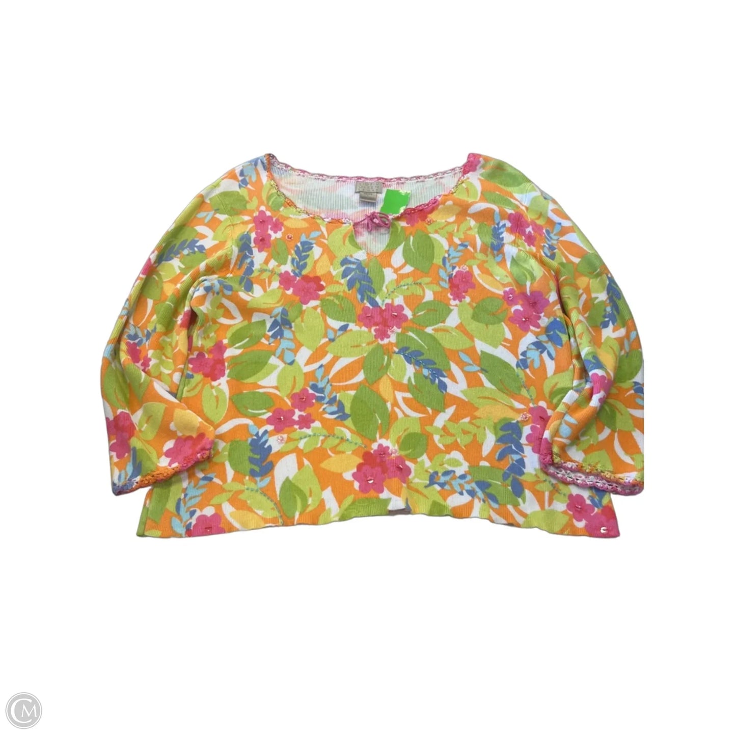 Top 3/4 Sleeve By Sigrid Olsen In Floral Print, Size: Lp
