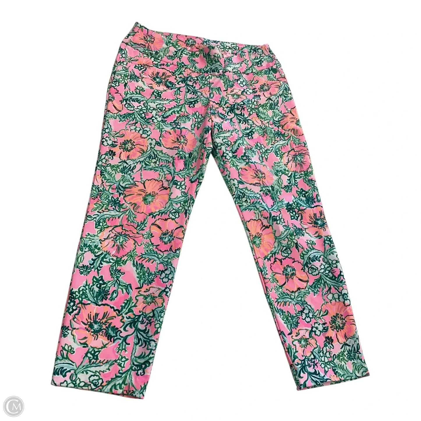 Capris Designer By Lilly Pulitzer In Green & Pink, Size: 10