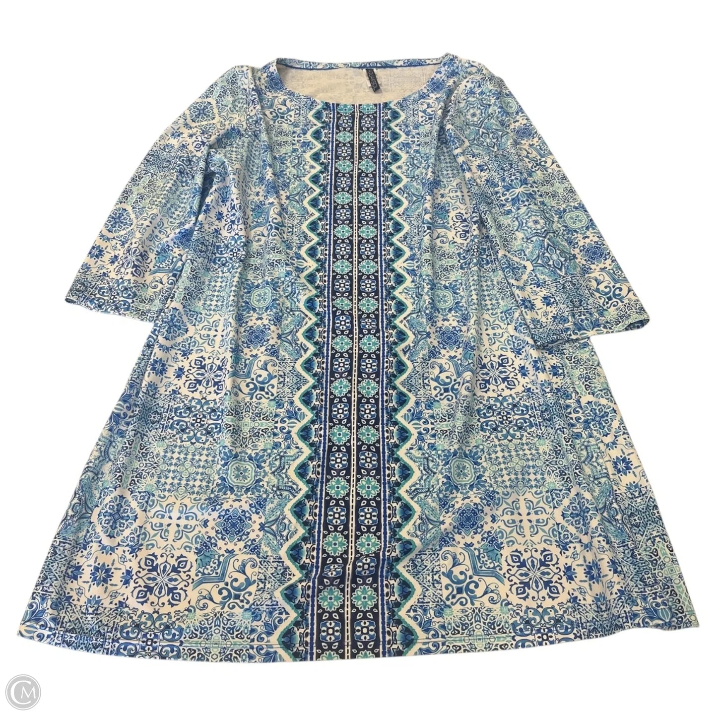 Dress Casual Midi By Clothes Mentor In Blue & White, Size: L