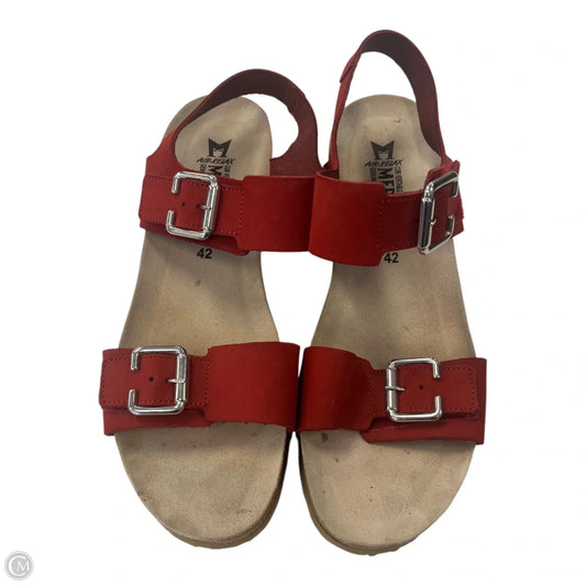 Sandals Heels Wedge By Mephisto In Red, Size: 11.5