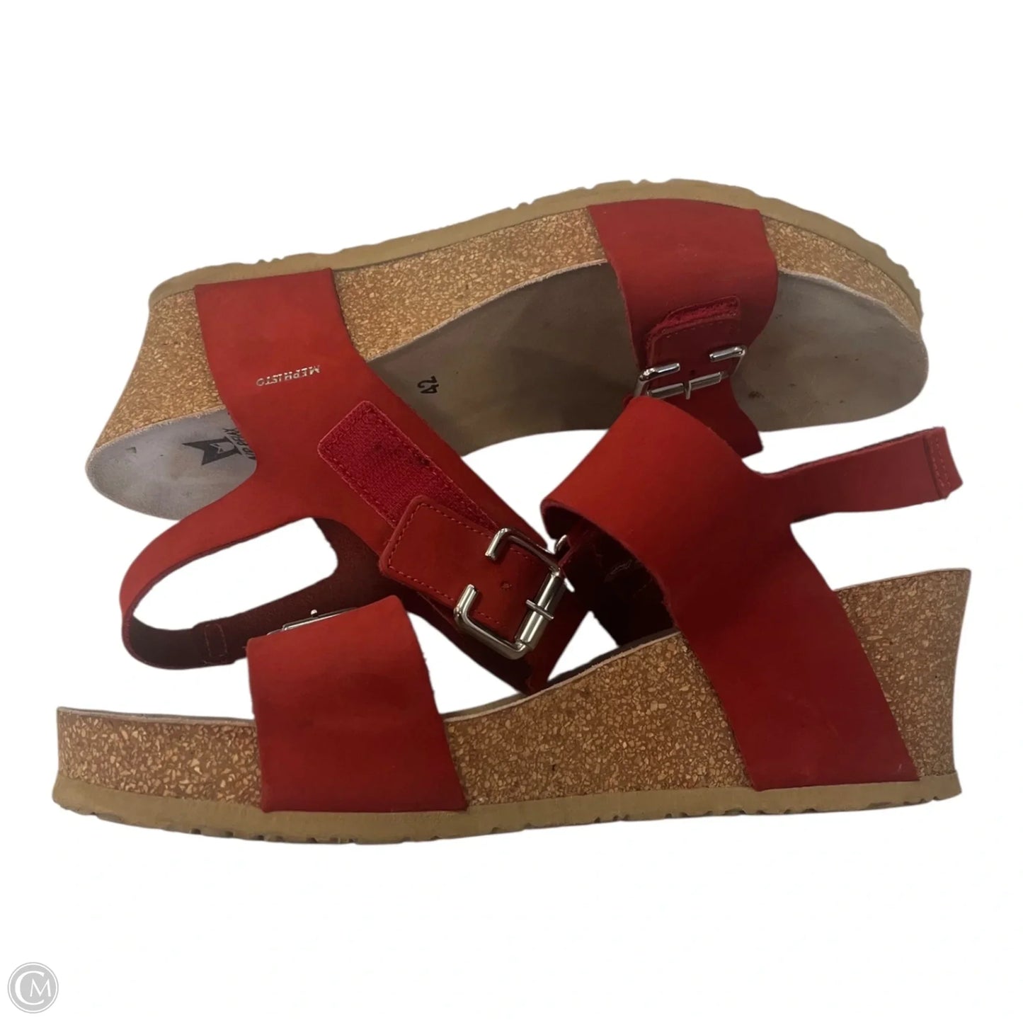 Sandals Heels Wedge By Mephisto In Red, Size: 11.5