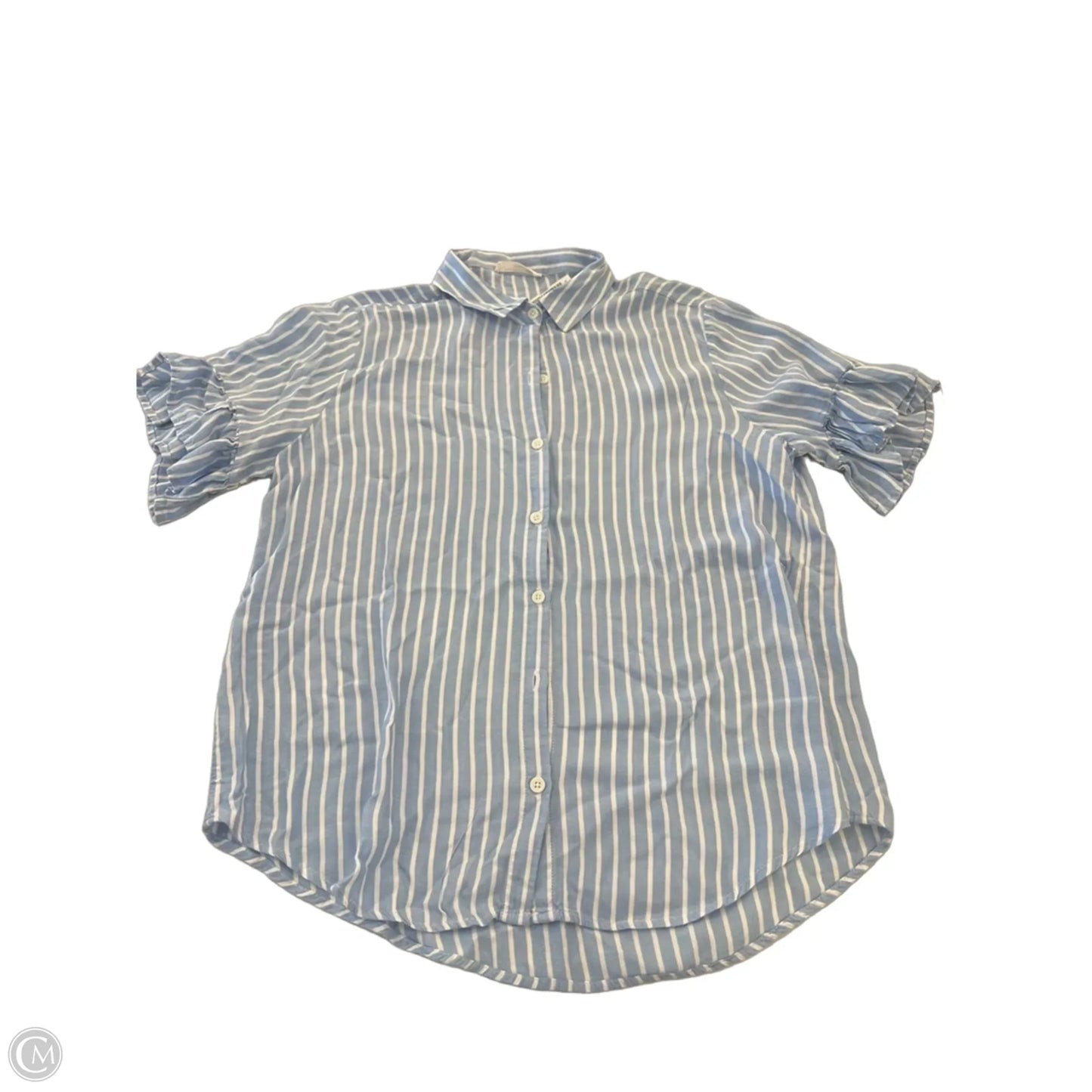 Top Short Sleeve By Beachlunchlounge In Blue & White, Size: M