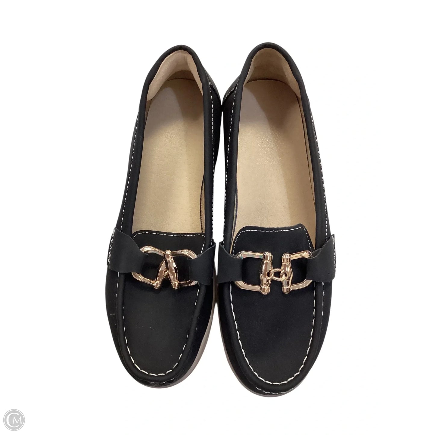 Shoes Flats By Clothes Mentor In Black & Gold, Size: 7.5