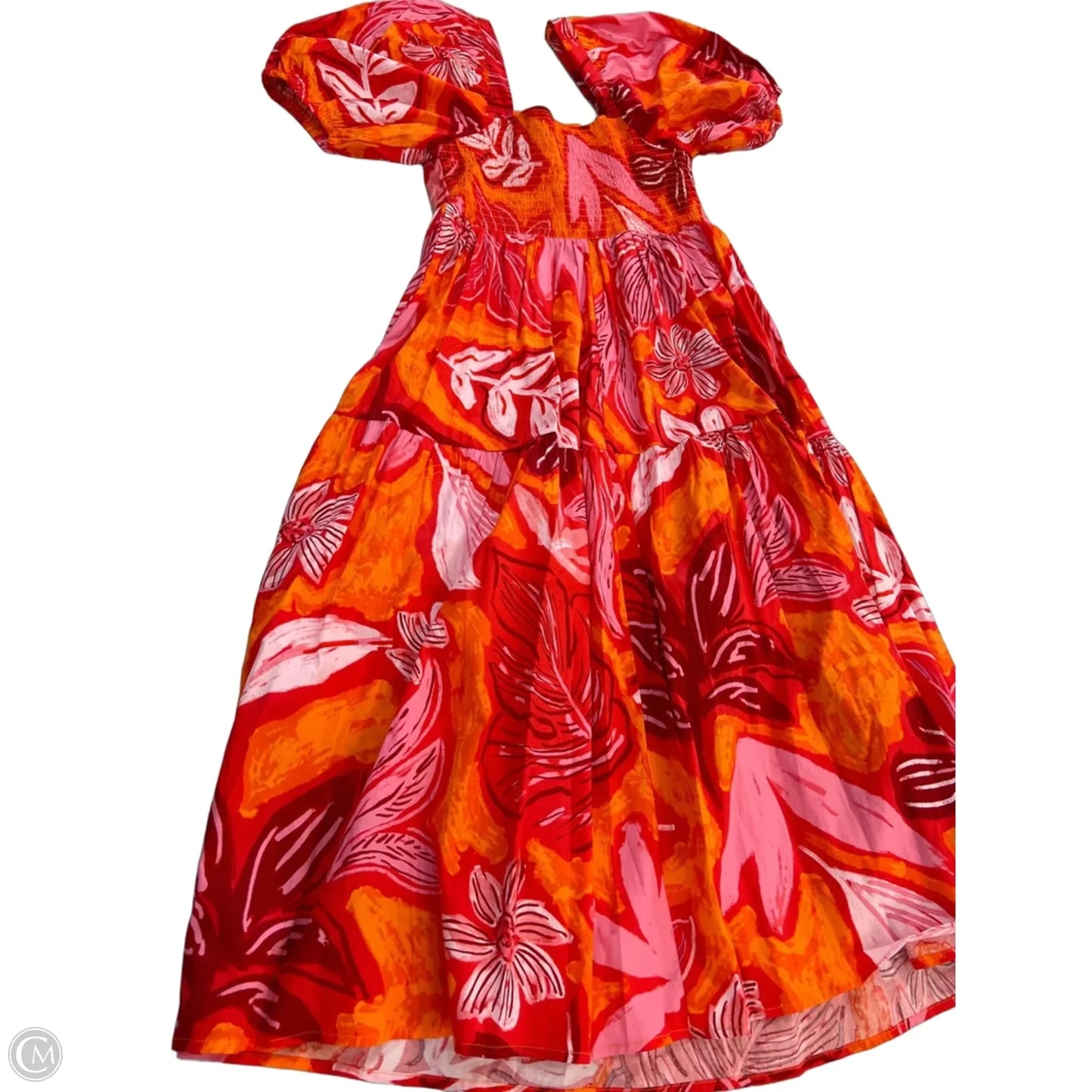 Dress Casual Midi By Crystal Sky In Orange & Red, Size: M