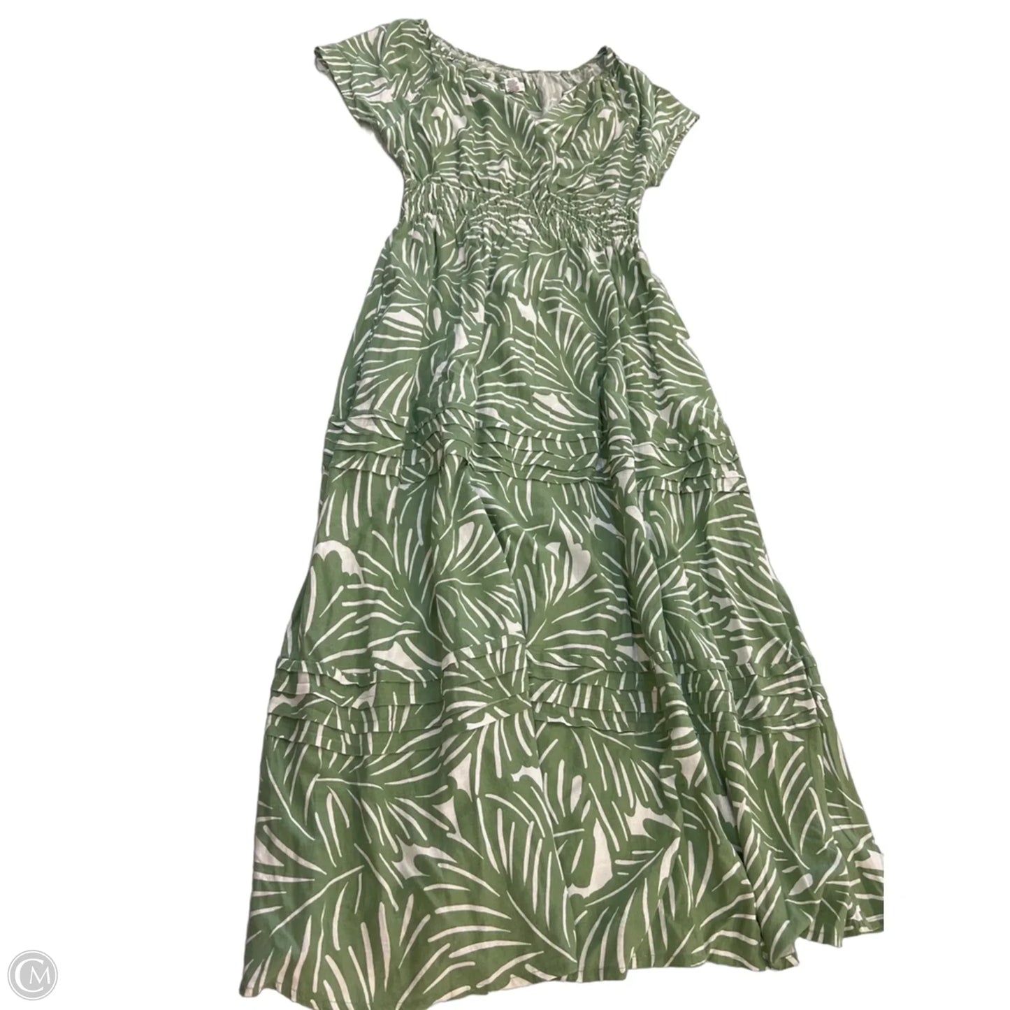 Dress Casual Maxi By Nicole Miller In Cream & Green, Size: M