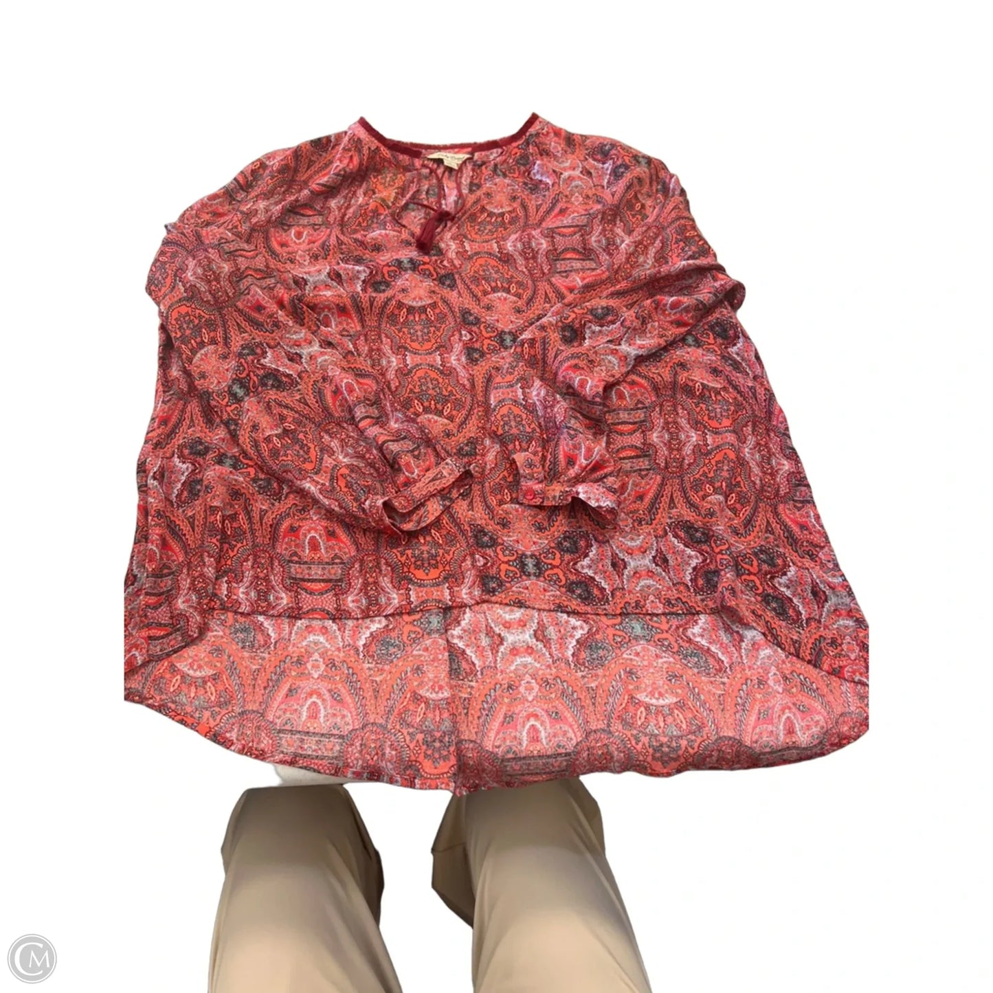 Top Long Sleeve By Lucky Brand In Paisley Print, Size: L