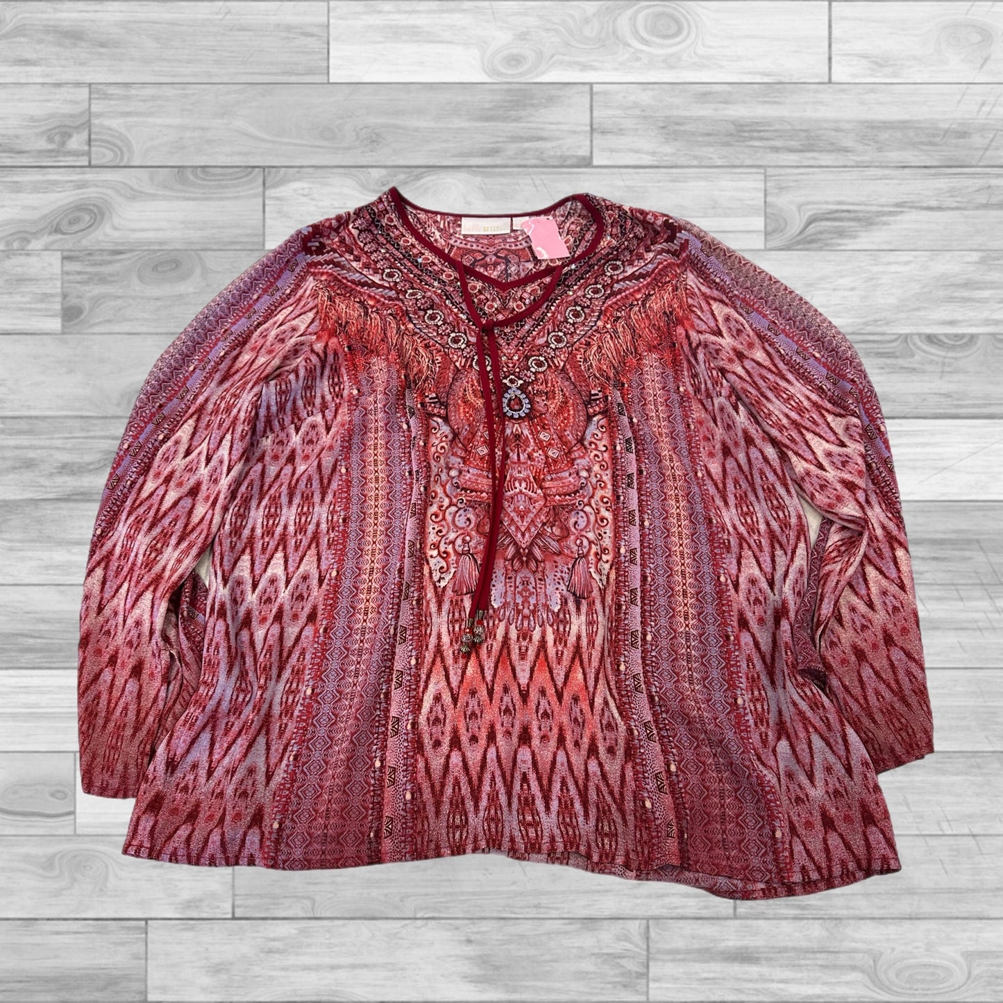 Top Long Sleeve By Cmc In Red, Size: S