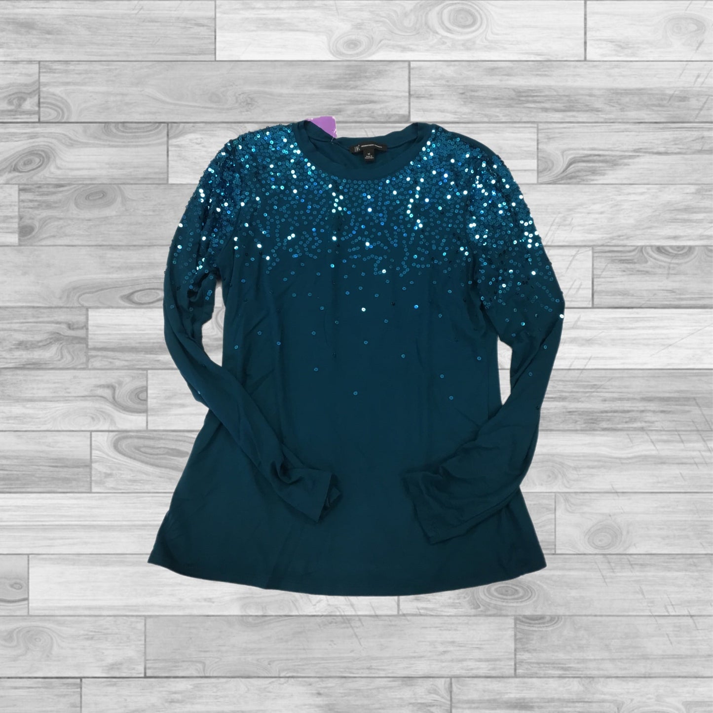 Top Long Sleeve By Inc In Blue, Size: M