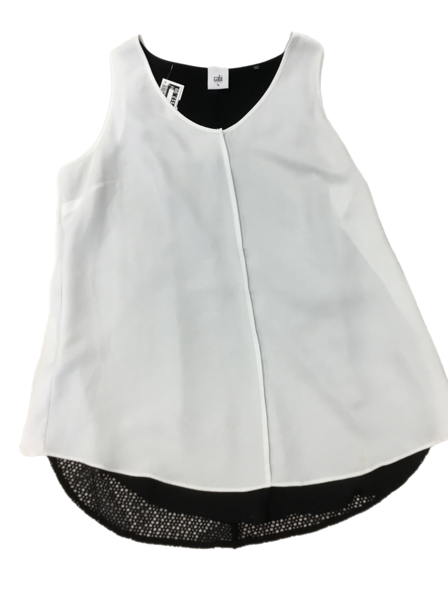 Top Sleeveless By Cabi In Black & White, Size: L